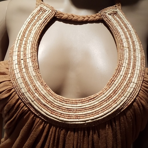 Sky Beaded Collar Halter Top L - Picture 2 of 7